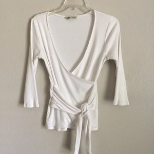 Express One Eleven | Knit Deep V Neck Blouse